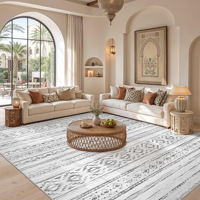 cotiled Boho 5x8 Area Rugs for Living Room: Soft Moroccan Washable Rug | Solve - Image 5