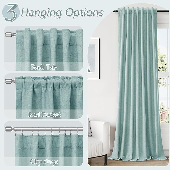 100% Blackout Linen Curtains 102 Inch Length 2 Panels Set - Image 6