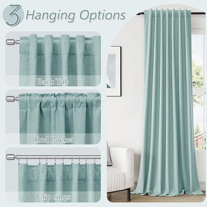 100% Blackout Linen Curtains 120 Inch Length 2 Panels Set - Image 6