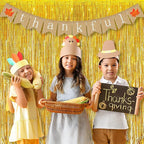 BRAVESHINE Gold Tinsel Foil Fringe Curtains - 2Pcs 3.2x8.2ft Holidays Photo Backdrop for Men 60th Birthdays/Bridal Wedding/Engagement/Anniversary/Hawaiian/Luau/Christmas/New Years Party Decorations