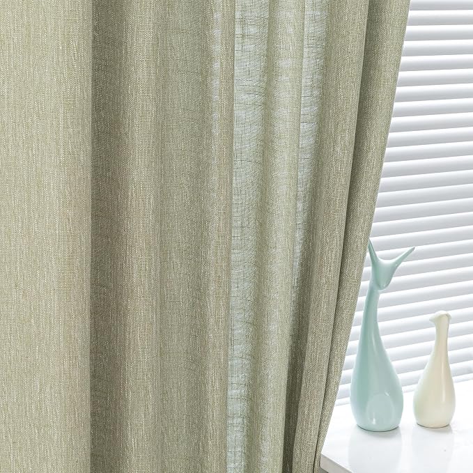 MYSKY HOME Sage Green Sheer Curtains Short Window Treatment Panels Light - Image 4