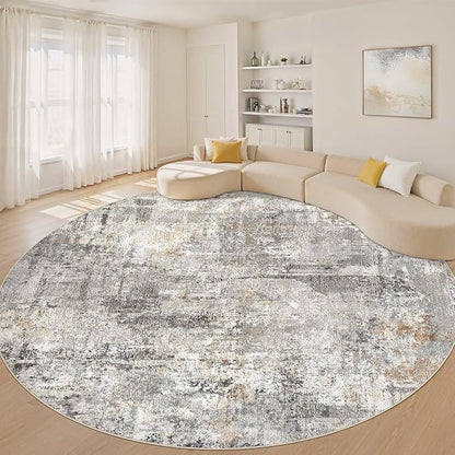 LOONGRUG Round Rug 10x10 Washable Circle Large Neutral Modern Abstract Rug | by LOONGRUG
