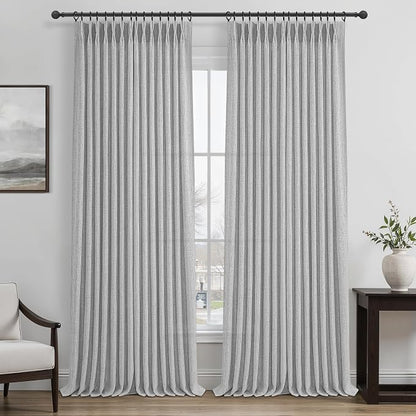 Light Grey Pinch Pleated Curtains 96 Inch Long - Image 2