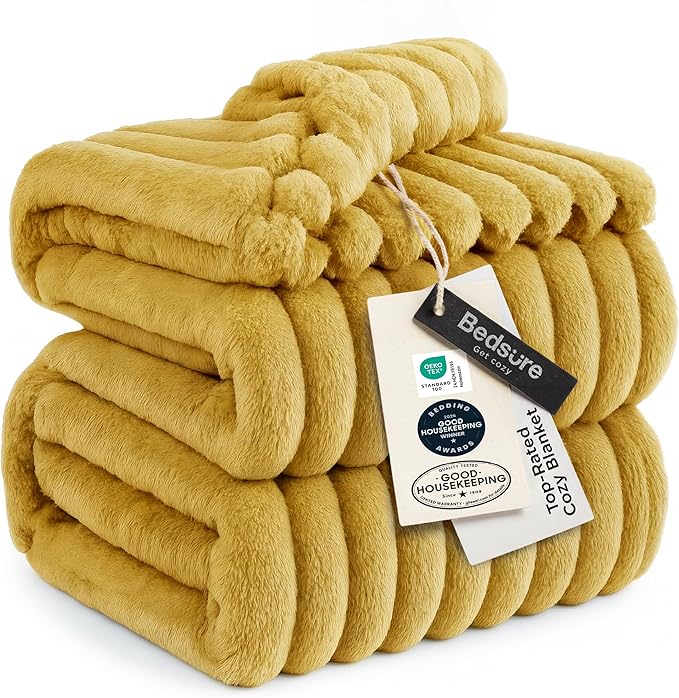 Bedsure Soft Cal Size Blanket for Bed Yellow 102"x96" | Birthday Gifts for by Unknown