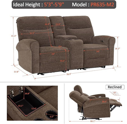 MCombo 78.3" Wall Hugger Power Loveseat Recliner Sofa - Image 3