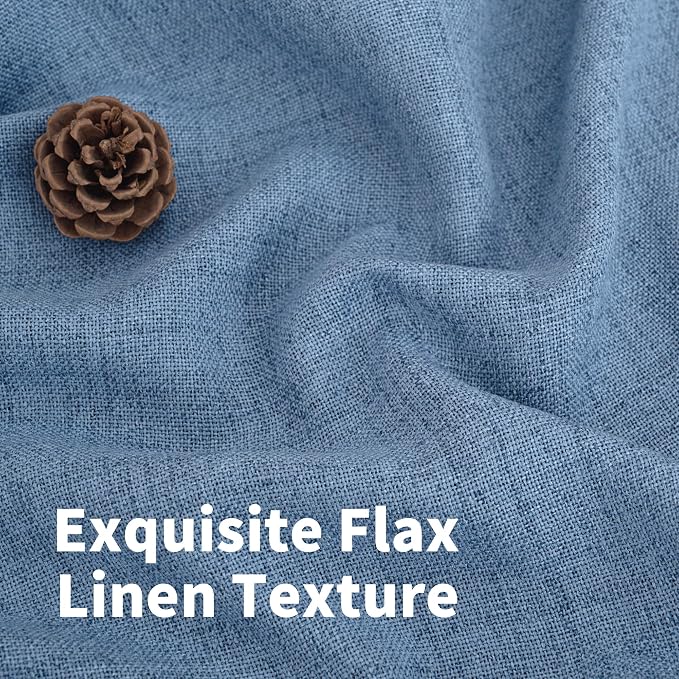 YoungsTex Light Blue Linen Curtains 40 Inches Long, Short Drapes - Image 4