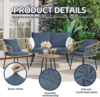 8Pcs Patio Cushion Covers, Outdoor Stretch Cushion Covers, Washable | Stretch - Image 3