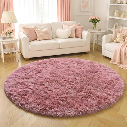 Amdrebio Blush Pink Large Round Shag Rug 6Ft - Image 5