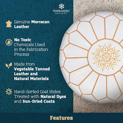 Marrakesh Gallery Genuine Leather Round Pouf Unstuffed - Image 3