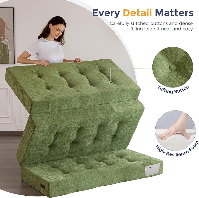 MAXYOYO 6" Folding Sofa Bed for Floor, Tufted Tri-Fold Floor Mattress - Image 4
