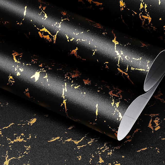 FunStick 36"x200" Wide Gold Black Peel and Stick Wallpaper by FunStick