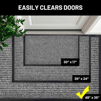 Front Door Mat, Indoor Outdoor Welcome Muddy Doormat, 48x36 Battleship Gray | - Image 4