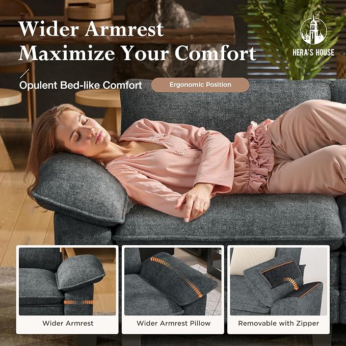 HERA'S HOUSE 124" Modular Sectional Sofa, Oversized L Shaped Couches - Image 4