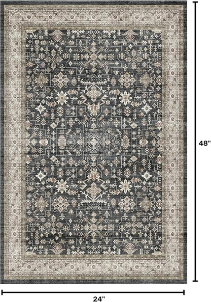 Floral Entryway Runner Rug 2x4 for Kitchen Bathroom | Small Runners for Kitchen - Image 2