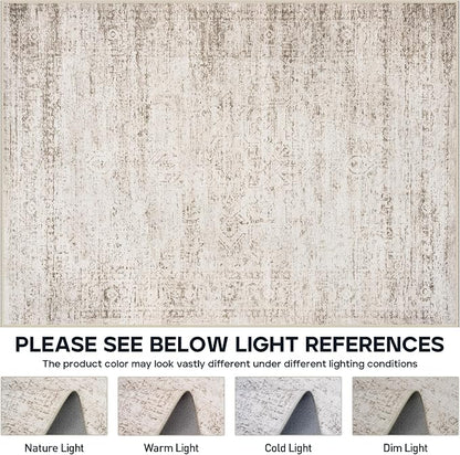Aelenmu 10x14 Area Rugs for Living Room Dining Room Washable Beige Ivory | Soft - Image 7