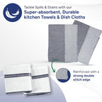 Casa Platino Mini Oven Mitts Set, 8-Piece – 500°F Heat Resistant Silicone Oven Mitts, Potholders for Kitchens, 2 Kitchen Towels & 2 Dish Cloths – Non-Slip & Durable – Indigo