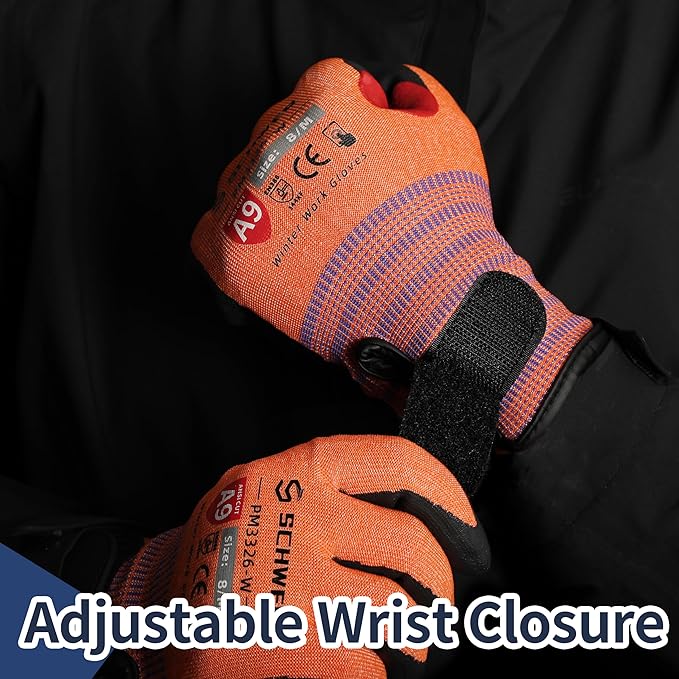 Schwer FreezeGuard-X Winter Work Gloves for Men and Women, ANSI A9 Cut Resistant Gloves for Extreme Protection, Freezer Glove With Super Grip, Thermal Insulated, Non PFAS, PM3326-W (XXL,2 Pairs)