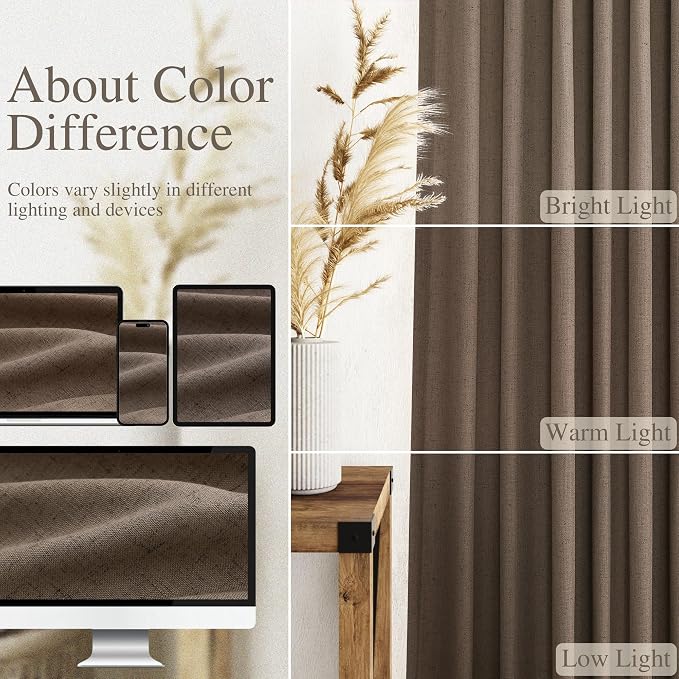 Light Brown Linen Curtains 96 Inches Long - Image 4