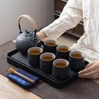 TEANAGOO Japanese Tea Set, Chinese Tea Sets, Porcelain Japanese Tea Cups, Chinese Gongfu Tea Set, Asian Tea Set for Adults, Japanese Teapot Set, 1 Teapot (700ml/25oz) + 6 Tea Cups(205ml/7.2oz), U1