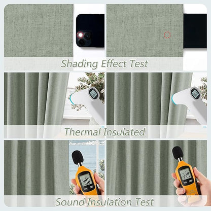 Desert Sage 100% Blackout Linen Curtains 108 Inch Length 2 Panels Set - Image 5