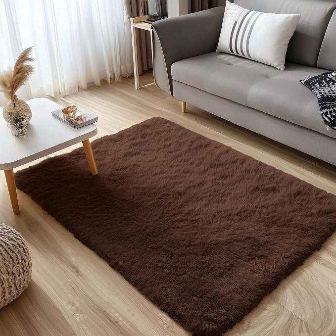 OLANLY 3x4 Machine Washable Accent Rug, Soft Fluffy Shaggy Area Rug - Image 3