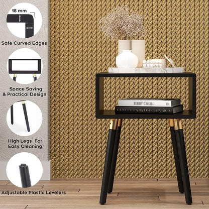 Bme Dinkee Solid Wood Nightstand, Fully Assembled, Without Drawer - Image 4