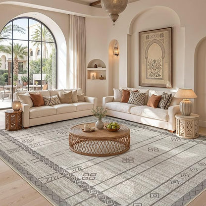 cotiled 6x9 Area Rugs for Living Room: Boho Washable Rug for Dining Room | - Image 5