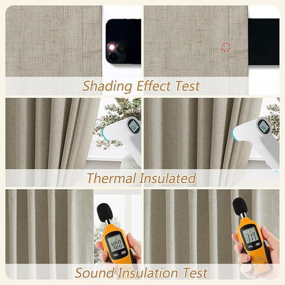 100% Blackout Linen Curtains for Bedroom 84 inches Long, Thermal Insulated Room - Image 5