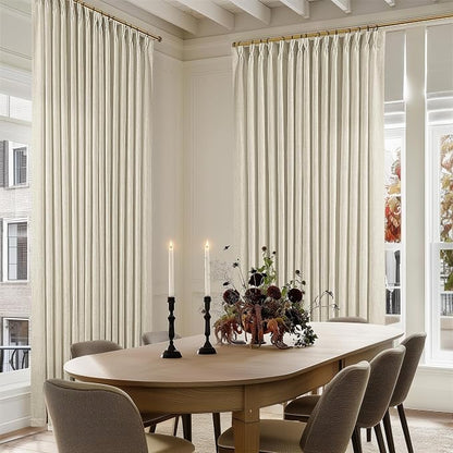 Extra Wide Pinch Pleat 100 x 108 Inch Linen Semi Sheer Curtains 1 Panel | - Image 7