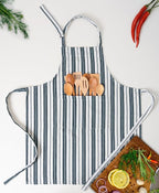 Cotton Professional Apron For Kitchen – 28 x 32 Inches – Women & Men – Useful When Cooking, Baking, Gardening – Adjustable Strap Around Waist & Neck With Pockets Navy Blue Stripes