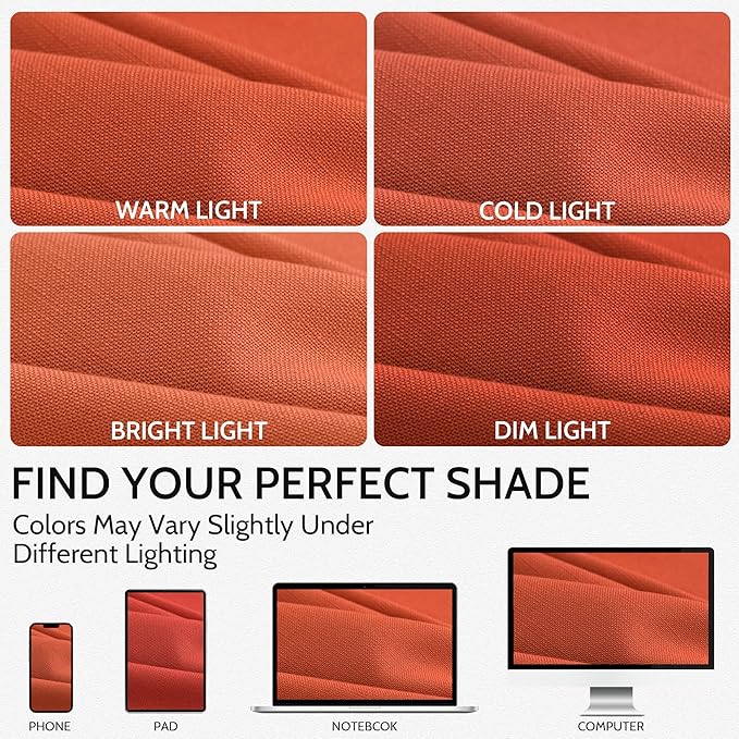 Bright Orange Linen Blend Light Filtering Back Tab Curtains 84 Inches Long - Image 4