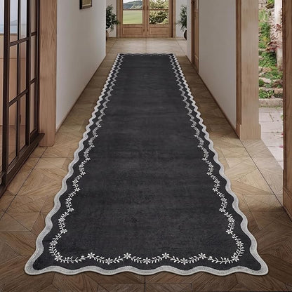 GarveeHome 2.5x8 Scalloped Washable Runner Rug Non Slip Hallway Kitchen Rug | - Image 4