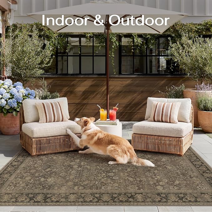 3x5 Brown Linen Look Washable Area Rug - Image 5