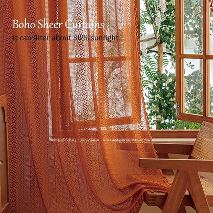 Sutuo Home Lace Boho Curtains 2 Panels - Image 3