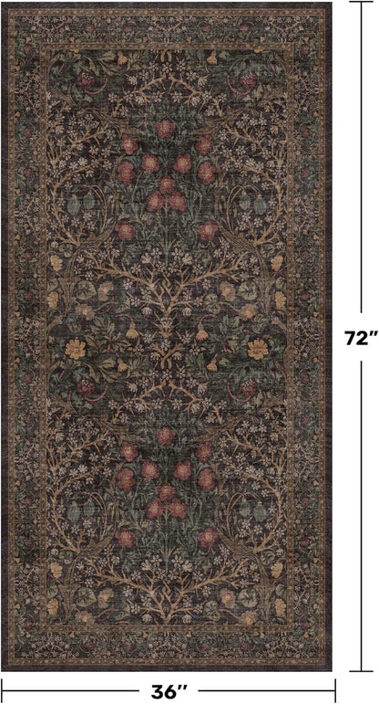 Washable 3x6 Runner Rug for Entryway, Dark Brown Boho Large Kitchen Rug - Image 2