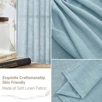 Semi Sheer Window Linen Curtains 54 Inch, 2 Panels, 34 x 54 Inch | Light - Image 6