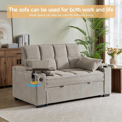Auvsoce 65'' Chaise Lounge Chair Indoor, 3-in-1 Convertible Sofa Bed - Image 5