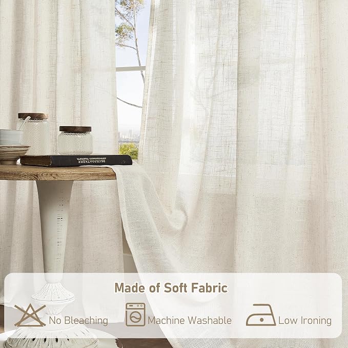 108 inch Semi Sheer Linen Curtains - Image 8