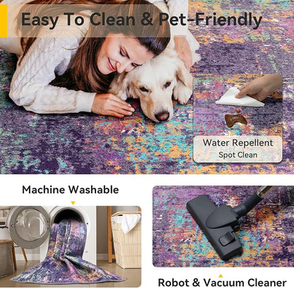 RELEANY Washable 2'x3' Abstract Area Rug - Image 5