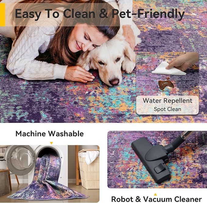 RELEANY Washable Round 4ft Area Rug - Image 3