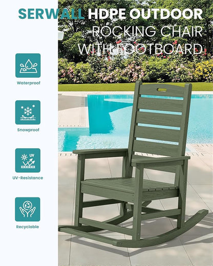 SERWALL Outdoor Rocking Chair, Oversized Rocking Chair - Image 4