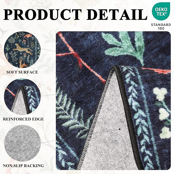DUKINO 2x6 Runner Rug, Washable Animal Kitchen Rugs Non Slip, Low Pile - Image 4