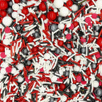 Dynastang Red & White & Black Sprinkles Mixed Style Edible Cake Decorations Cupcake Toppers Cookie Perfect for Cakes, Cupcakes, Desserts Toppings 3OZ