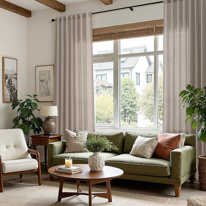 Stone Beige Linen Curtains for Living Room 108 Inches Long Simple Modern Light - Image 8