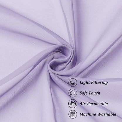 Chyhomenyc Lilac Sheer Curtains 36 inch Length 2 Panels, Light Filtering Voile - Image 9