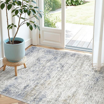 3x4 Rugs for Entryway, Washable Area Rug, Neutral Rug, Stain Resistant Indoor by Restydon