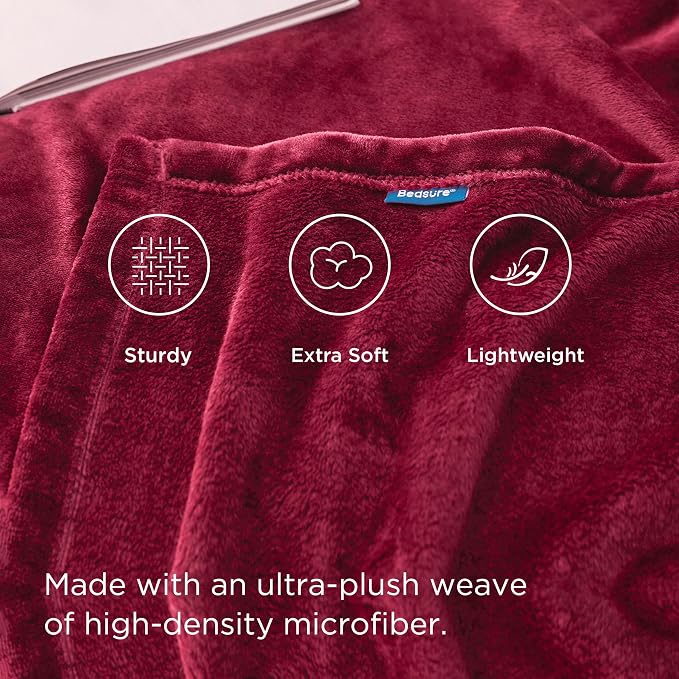 Bedsure GentleSoft Fleece Throw Blanket Red - Image 4