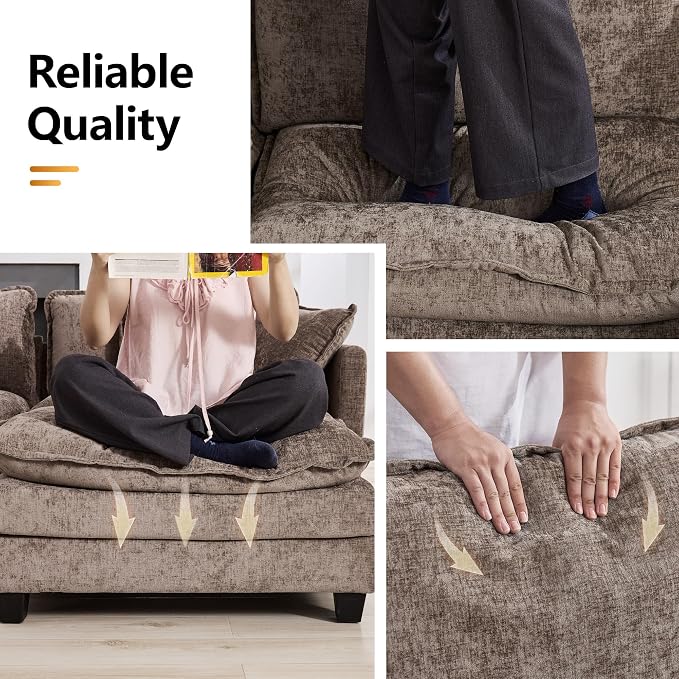 113'' V Shaped Cloud Sectional Sofa, Oversized Deep Seat Couches - Image 4