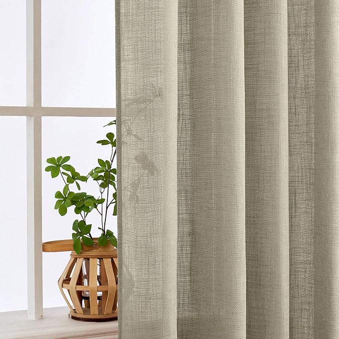 MIULEE Oatmeal Linen Curtains 52x72 Inch 2 Panels - Image 5