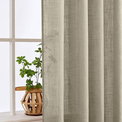 MIULEE Oatmeal Linen Curtains 52x108 Inch Long - Image 5